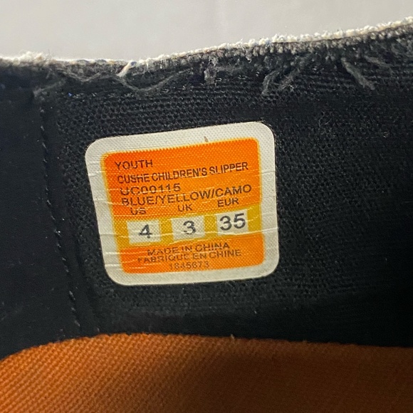 Cushe Slipper Slip On Blue Yellow Camo Casual Canvas Shoes Youth Size 4 - Picture 9 of 10